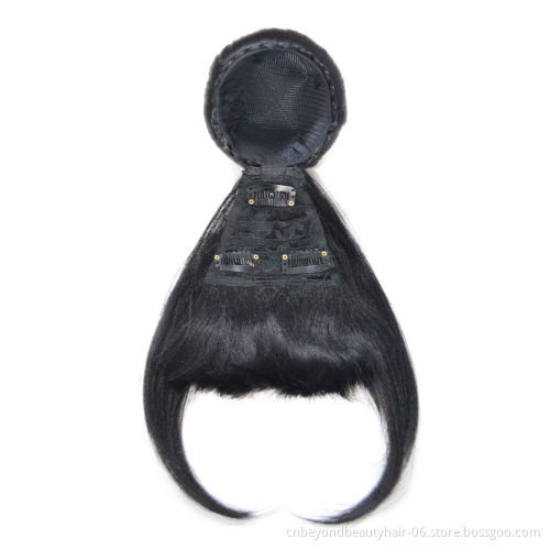 Synthetic chignon and bangs integrated wig bun bangs yaki bun and bang set hair extension